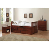 Rowe Dark Cherry Youth Twin Storage Trundle Bed close-up of drawers