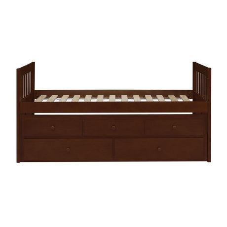 Rowe Dark Cherry Twin over Twin trundle bed - angled front