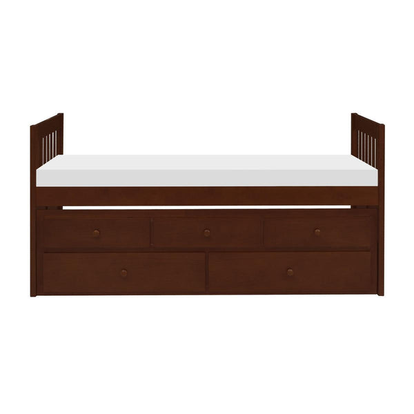Rowe Dark Cherry Youth Twin Storage Trundle Bed front view