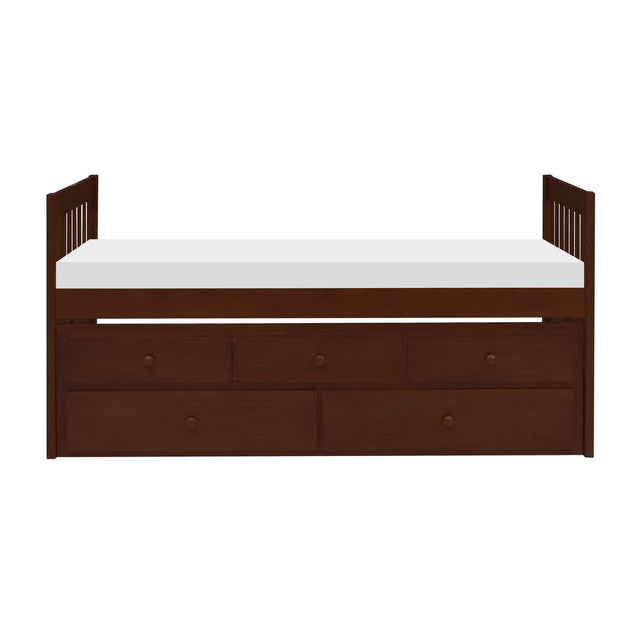 Rowe Dark Cherry Youth Twin Storage Trundle Bed front view