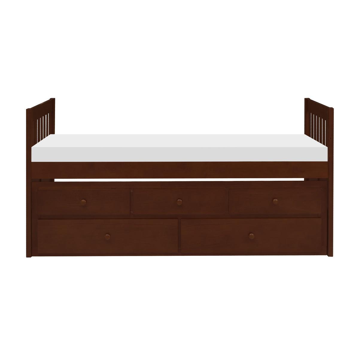 Rowe Dark Cherry Pine Veneer, Wood And Engineered Wood Youth Twin Storage Trundle Bed - Ella Furniture