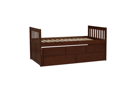 Rowe Dark Cherry Bedroom Set side angle with multiple pieces