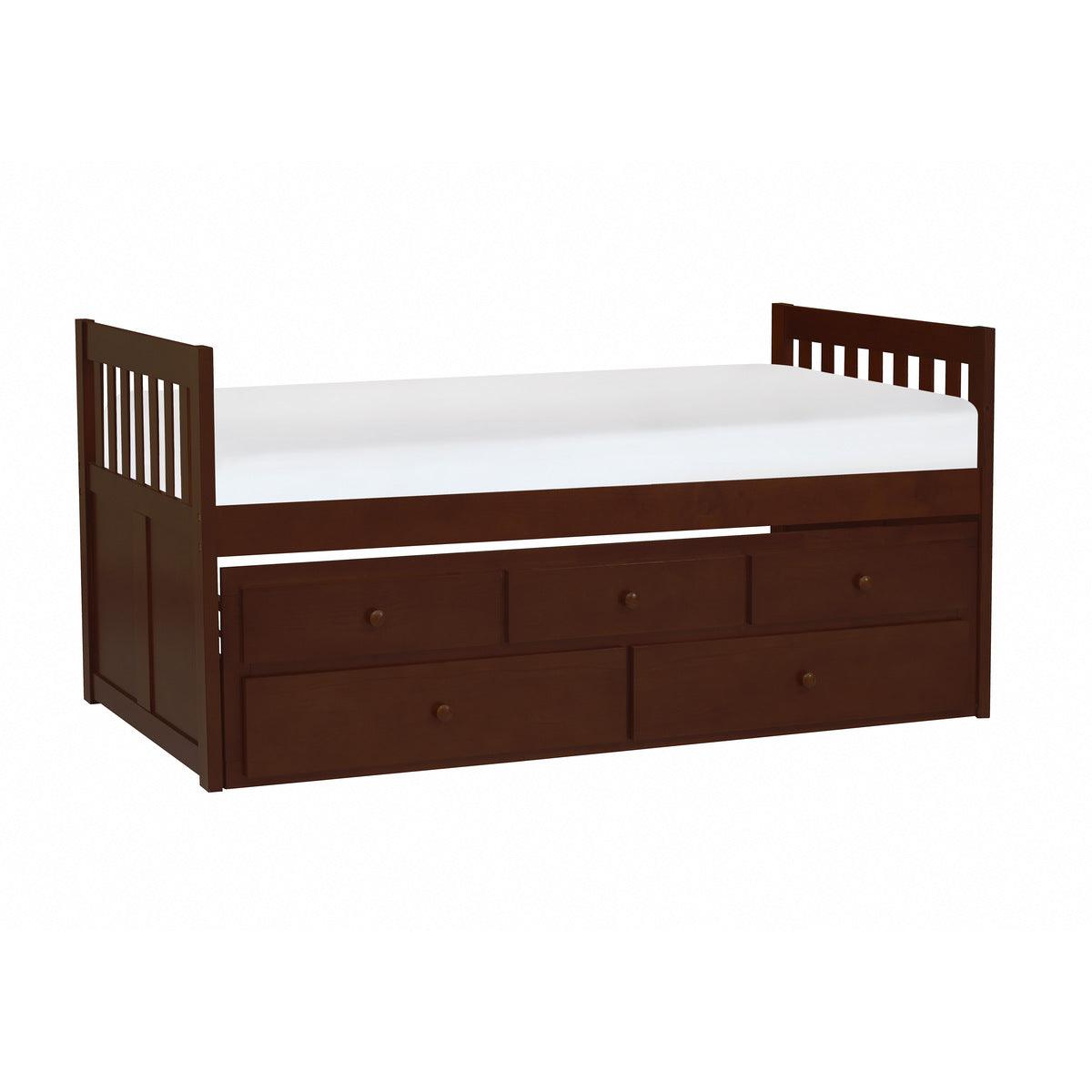 Rowe Dark Cherry Youth Twin Storage Trundle Bed side view