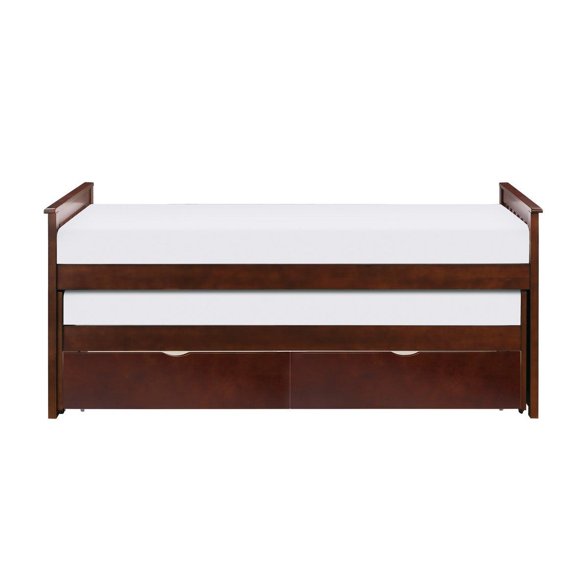 Rowe Dark Cherry Transitional Pine Veneer, Wood, Engineered Wood Twin/twin Bed With Storage Boxes - Ella Furniture