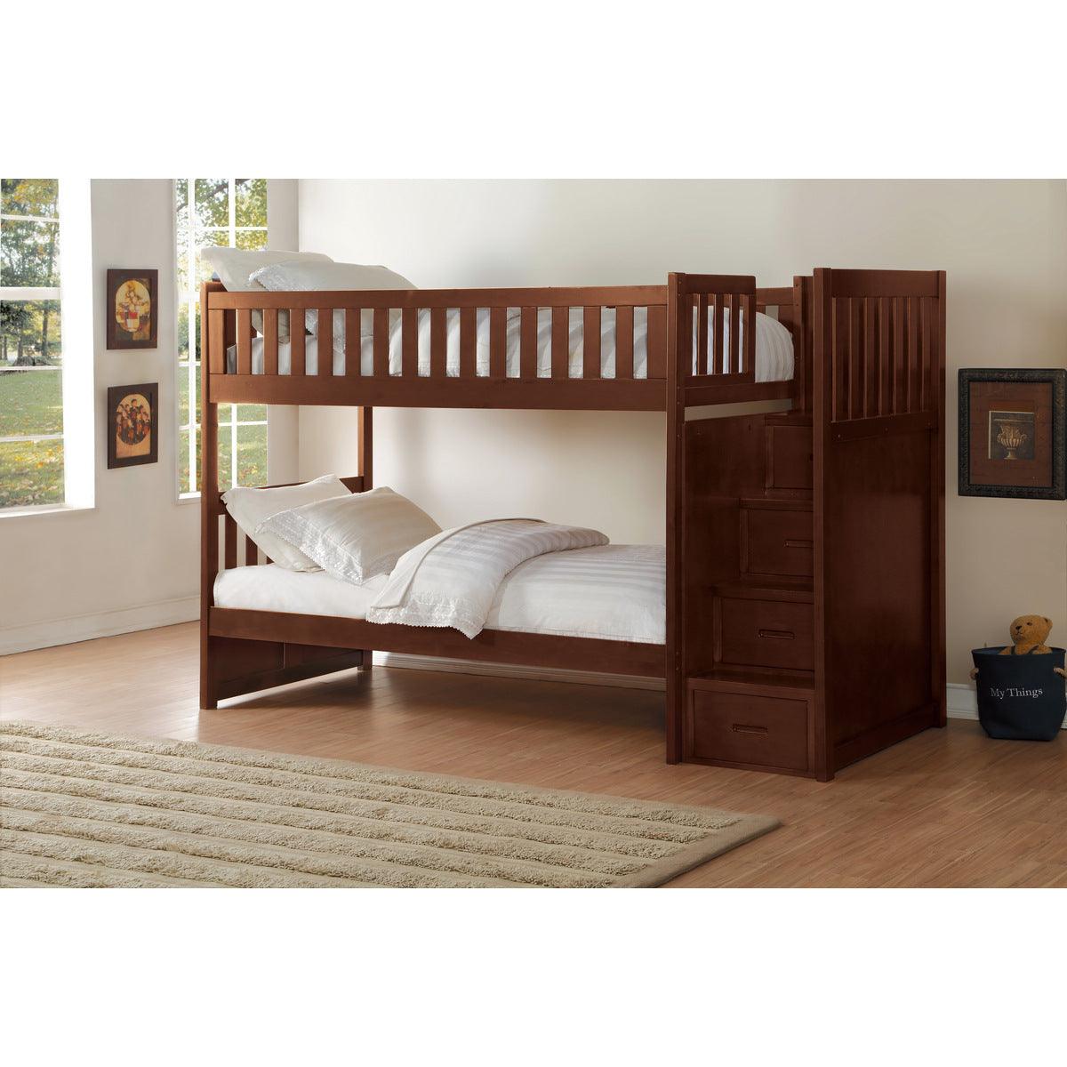 Rowe Twin Over Twin Step Bunk Bed rear angle