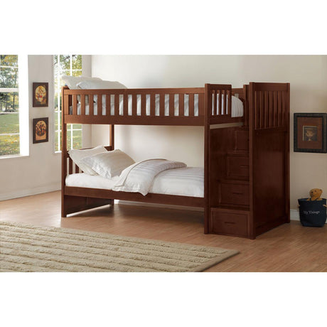 Rowe Twin Over Twin Step Bunk Bed rear angle