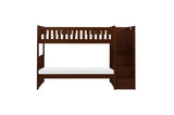 Rowe Twin Over Twin bunk bed with storage stair steps open drawers