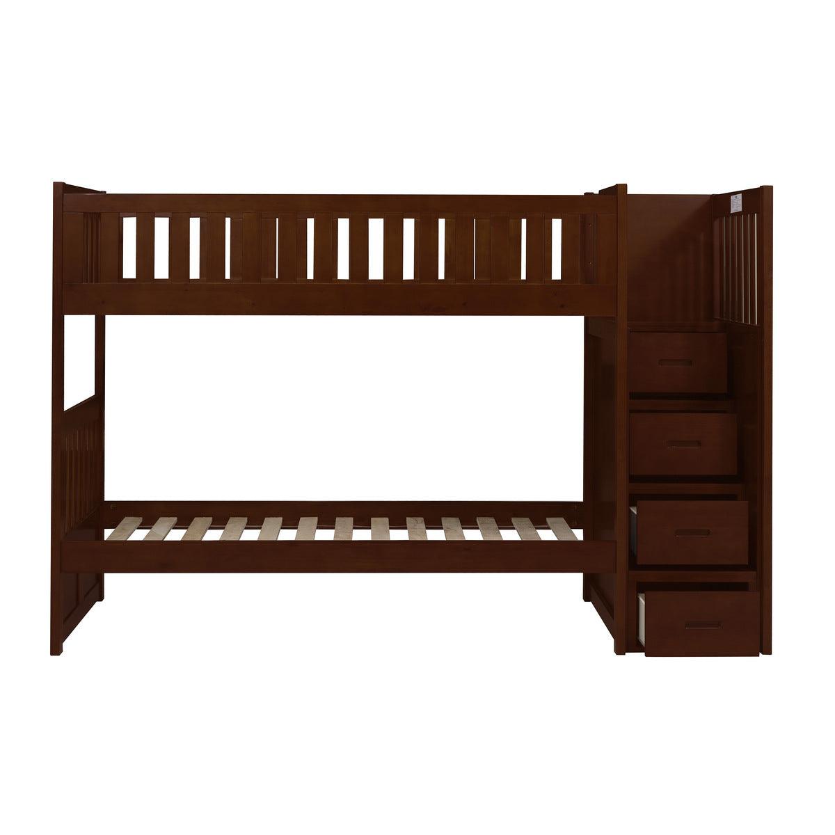 Rowe Twin Over Twin Step Bunk Bed open drawer storage