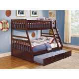 Rowe Dark Cherry Pine Veneer, Wood And Engineered Wood Twin/full Bunk Bed With Twin Trundle - Ella Furniture