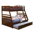 Rowe Dark Cherry Pine Veneer, Wood And Engineered Wood Twin/full Bunk Bed With Twin Trundle - Ella Furniture