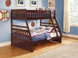 Rowe Dark Cherry Twin over Full Bunk Bed side view