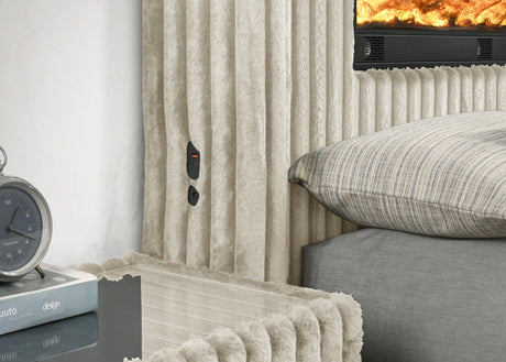 Henley Cream Nightstand closeup of premium corduroy upholstery
