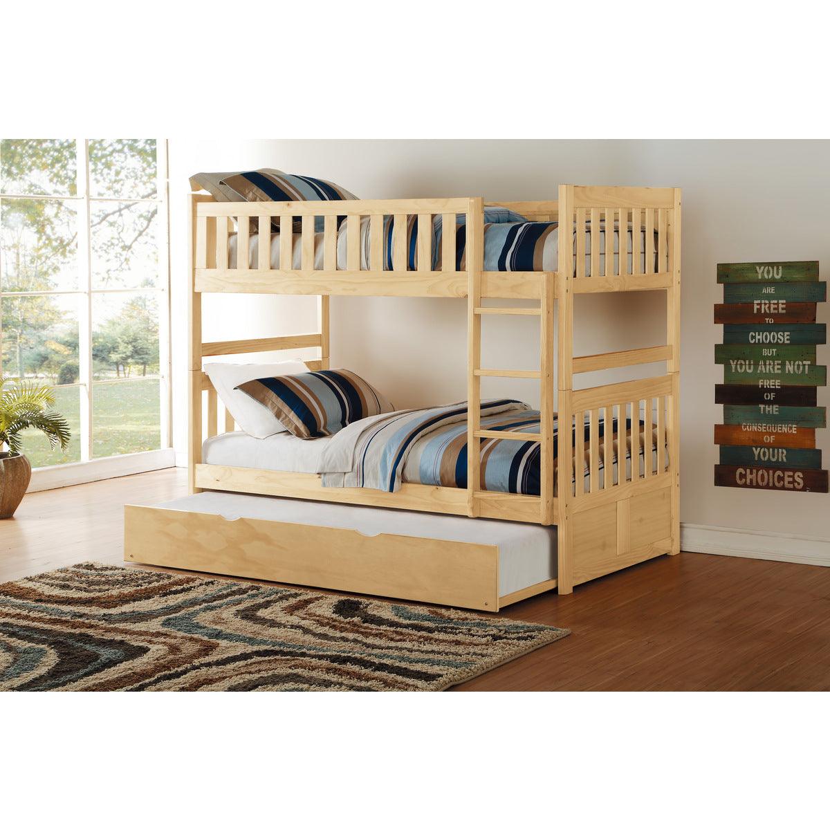 Bartly Natural Pine Transitional Pine Veneer, Engineered Wood Ladder Trundle Youthdaybed - Ella Furniture