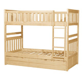 Bartly natural pine twin over twin bunk bed side angle with ladder