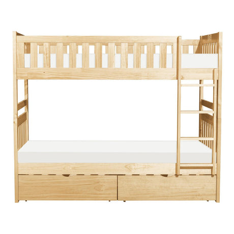 Bartly Natural Pine Twin Over Twin Bunk Bed front view