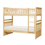 Bartly Natural Pine Twin Over Twin Bunk Bed angled side view