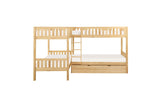 Bartly Natural Pine Modern Transitional Solid Wood Youth Corner Bunk Bedroom Set With Trundle - Ella Furniture