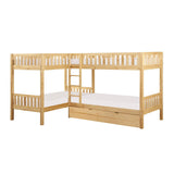 Bartly Natural Pine Corner Bunk Bed with Twin Trundle side view