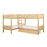 Bartly Natural Pine Twin Corner Bunk Bed with Storage Boxes - side view