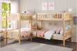 Bartly Natural Pine youth corner bunk bedroom set front angle