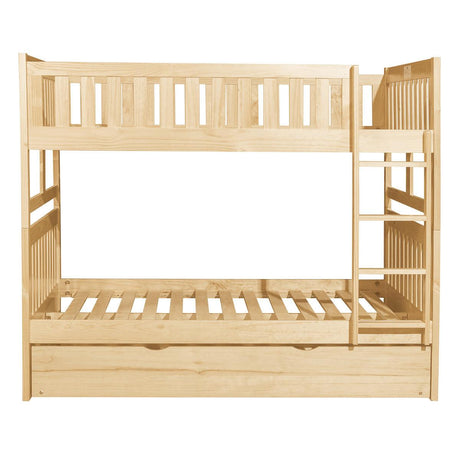Front angle of Bartly full over full bunk bed with trundle pulled out