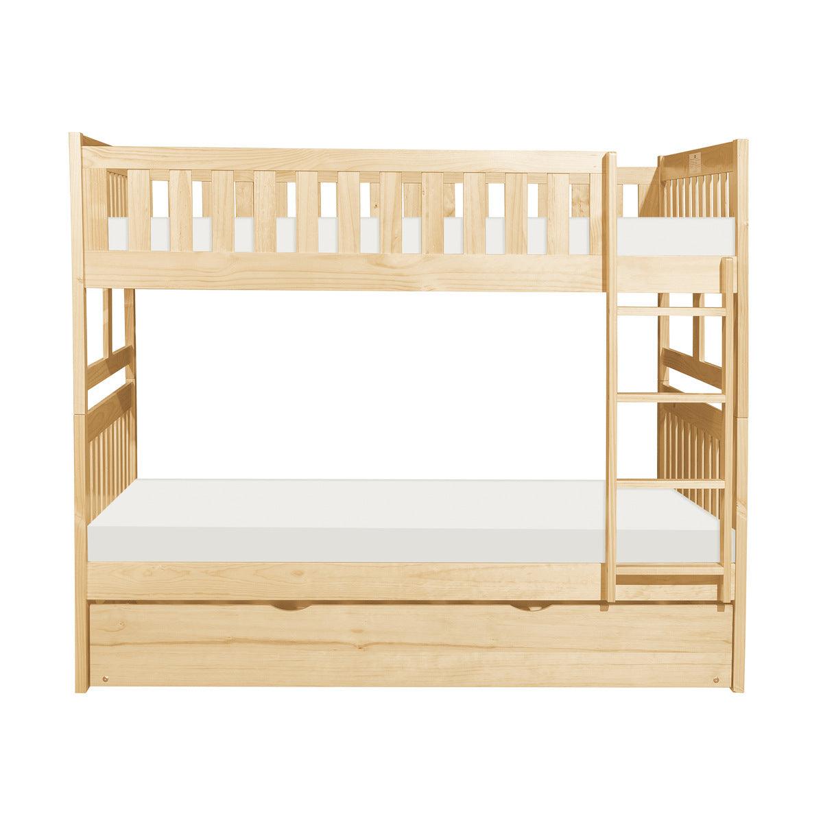 Bartly Natural Pine Pine Veneer, Wood And Engineered Wood Full/full Bunk Bed With Twin Trundle - Ella Furniture