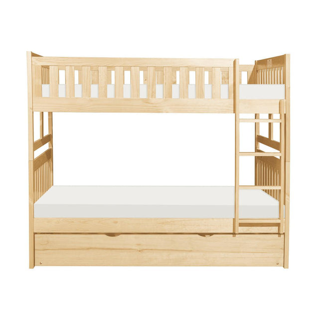 Bartly Natural Pine Pine Veneer, Wood And Engineered Wood Full/full Bunk Bed With Twin Trundle - Ella Furniture