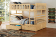 Bartly natural pine full over full bunk bed front view