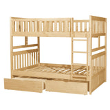 Bartly Natural Pine Transitional Engineered Wood Full Over Full Bunk Bed With Storage Boxes - Ella Furniture