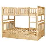 Bartly Natural Pine Transitional Engineered Wood Full Over Full Bunk Bed With Storage Boxes - Ella Furniture