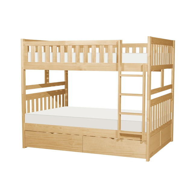 Bartly Natural Pine Transitional Engineered Wood Full Over Full Bunk Bed With Storage Boxes - Ella Furniture