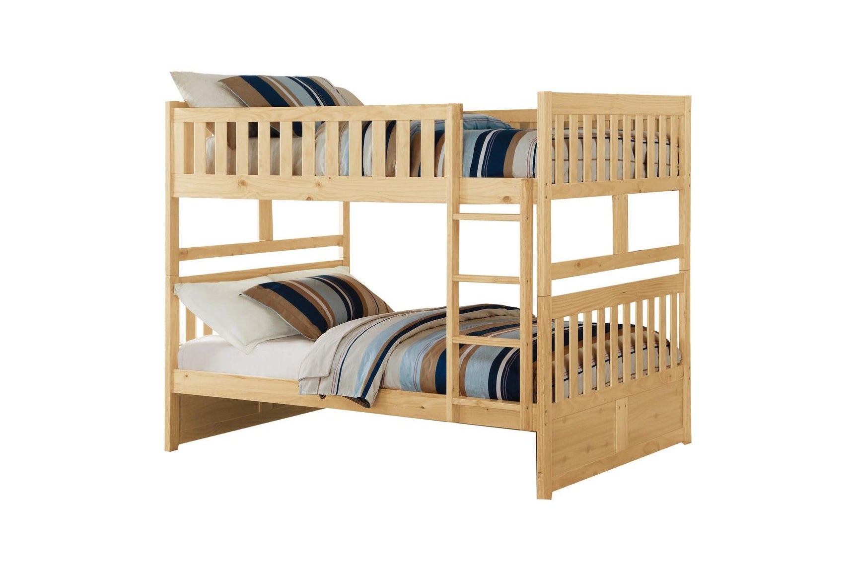 Bartly Natural Pine Full over Full Bunk Bed with Storage Boxes, overall view
