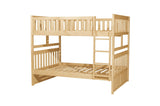 Bartly Natural Pine Full over Full Bunk Bed with Storage Boxes, lower bunk with storage