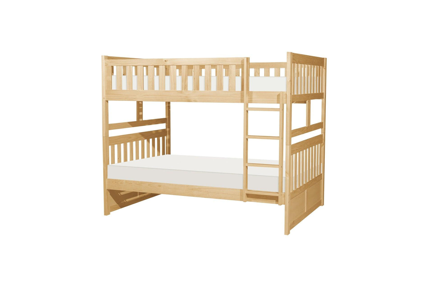 Bartly Natural Pine Full over Full Bunk Bed with Storage Boxes, side profile