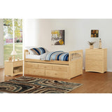 Bartly Natural Pine Transitional Pine Veneer, Wood, Engineered Wood Twin Panel Storage Trundle Bed - Ella Furniture