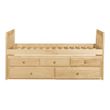 Bartly Natural Pine Youth Twin Panel Storage Trundle Bed angled front