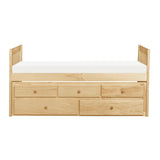 Bartly Natural Pine Transitional Pine Veneer, Wood, Engineered Wood Twin Panel Storage Trundle Bed - Ella Furniture