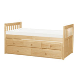 Bartly Natural Pine Youth Twin Panel Storage Trundle Bed side angle