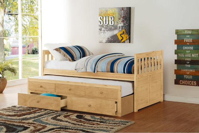 Bartly Natural Pine Twin Panel Storage Trundle Bed assembly overview
