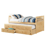 Bartly Natural Pine Transitional Pine Veneer, Wood, Engineered Wood Twin Panel Storage Trundle Bed - Ella Furniture