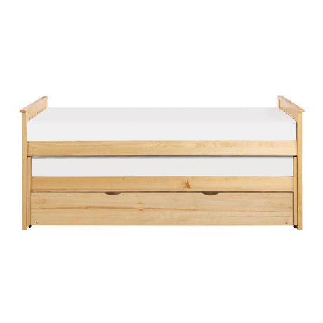 Bartly Natural Pine Twin Over Twin Trundle Bed front view
