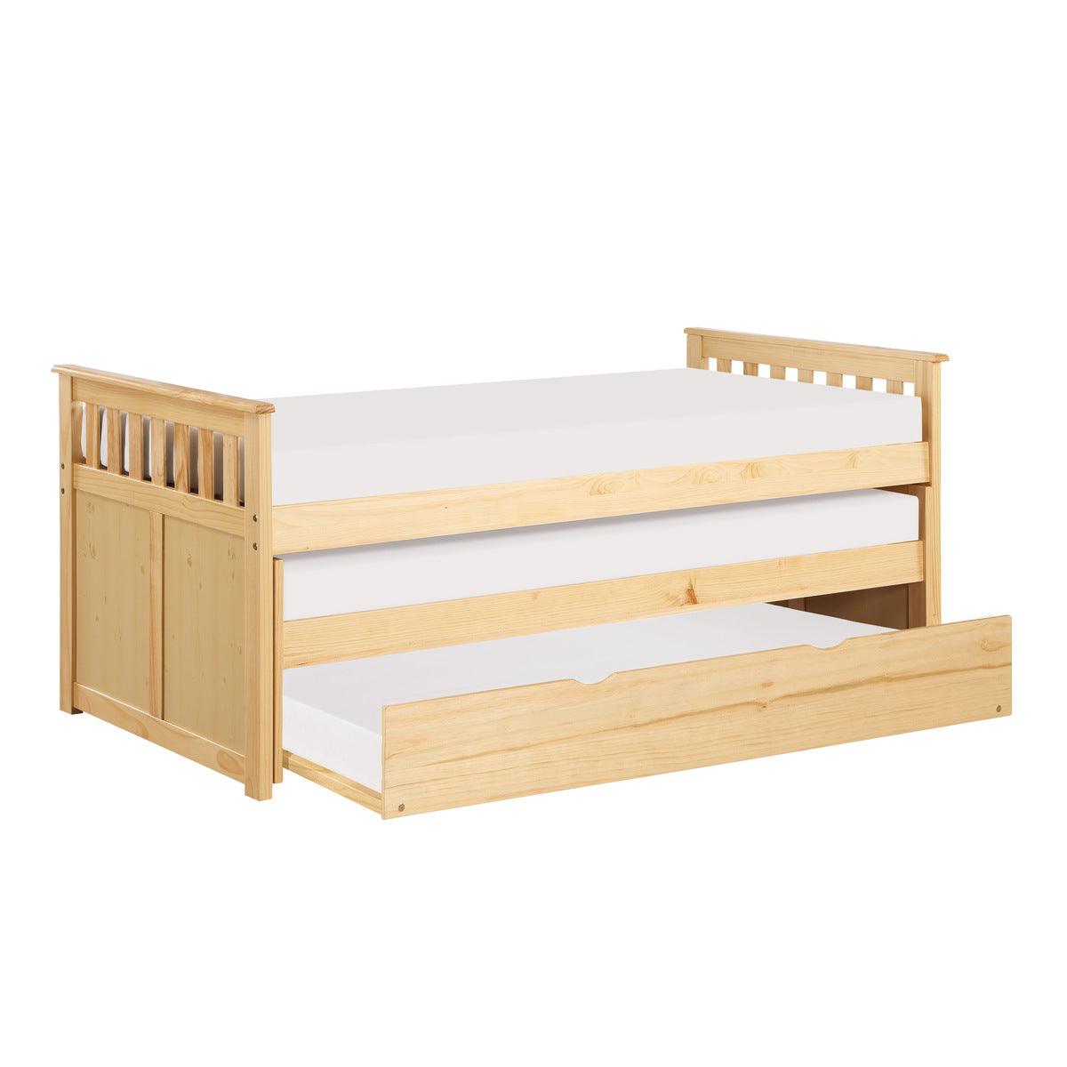 Bartly Natural Pine Twin Over Twin Trundle Bed with trundle open 1