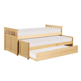 Bartly Natural Pine Twin Over Twin Trundle Bed with trundle open 3