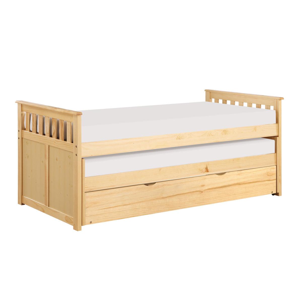 Bartly Natural Pine Twin Over Twin Trundle Bed side view