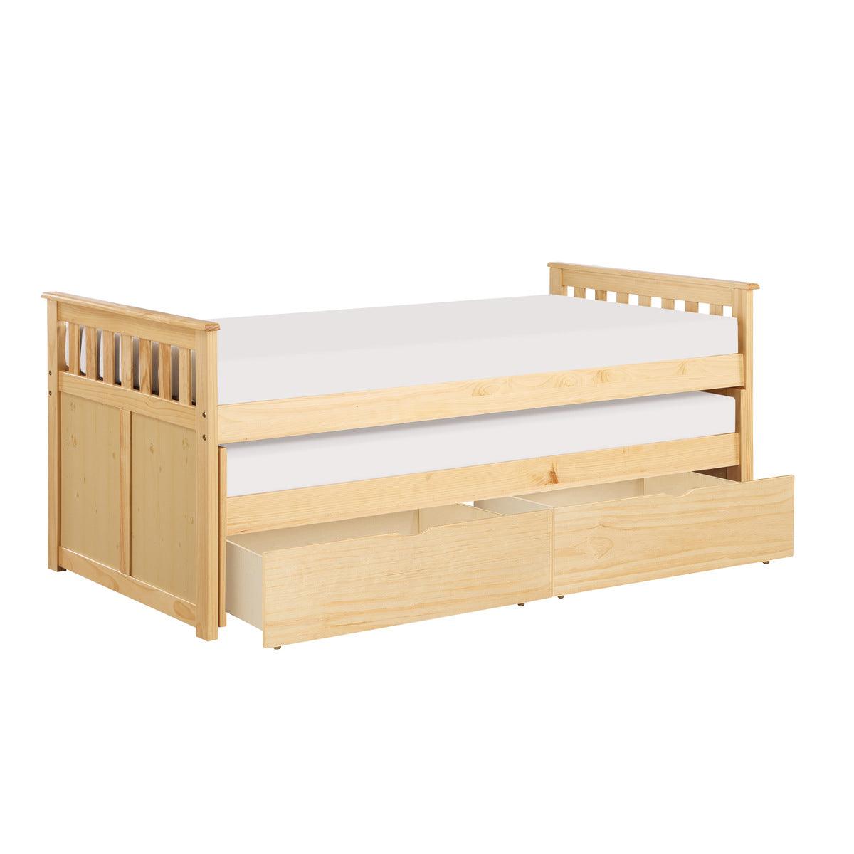 Bartly Natural Pine Transitional Pine Veneer, Wood And Engineered Twin Over Twin Storage Bed - Ella Furniture