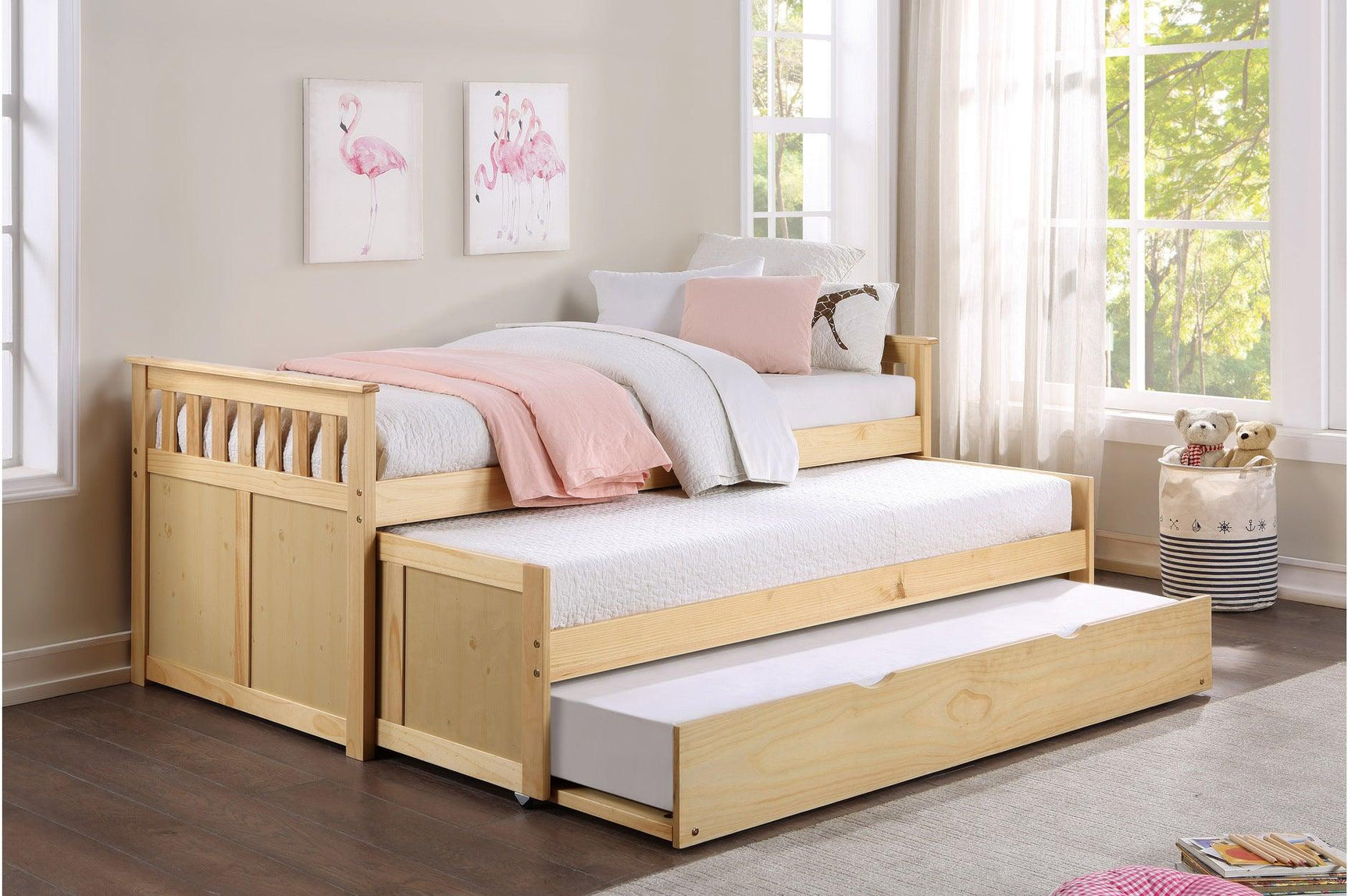Bartly Natural Pine Twin Bed angle view