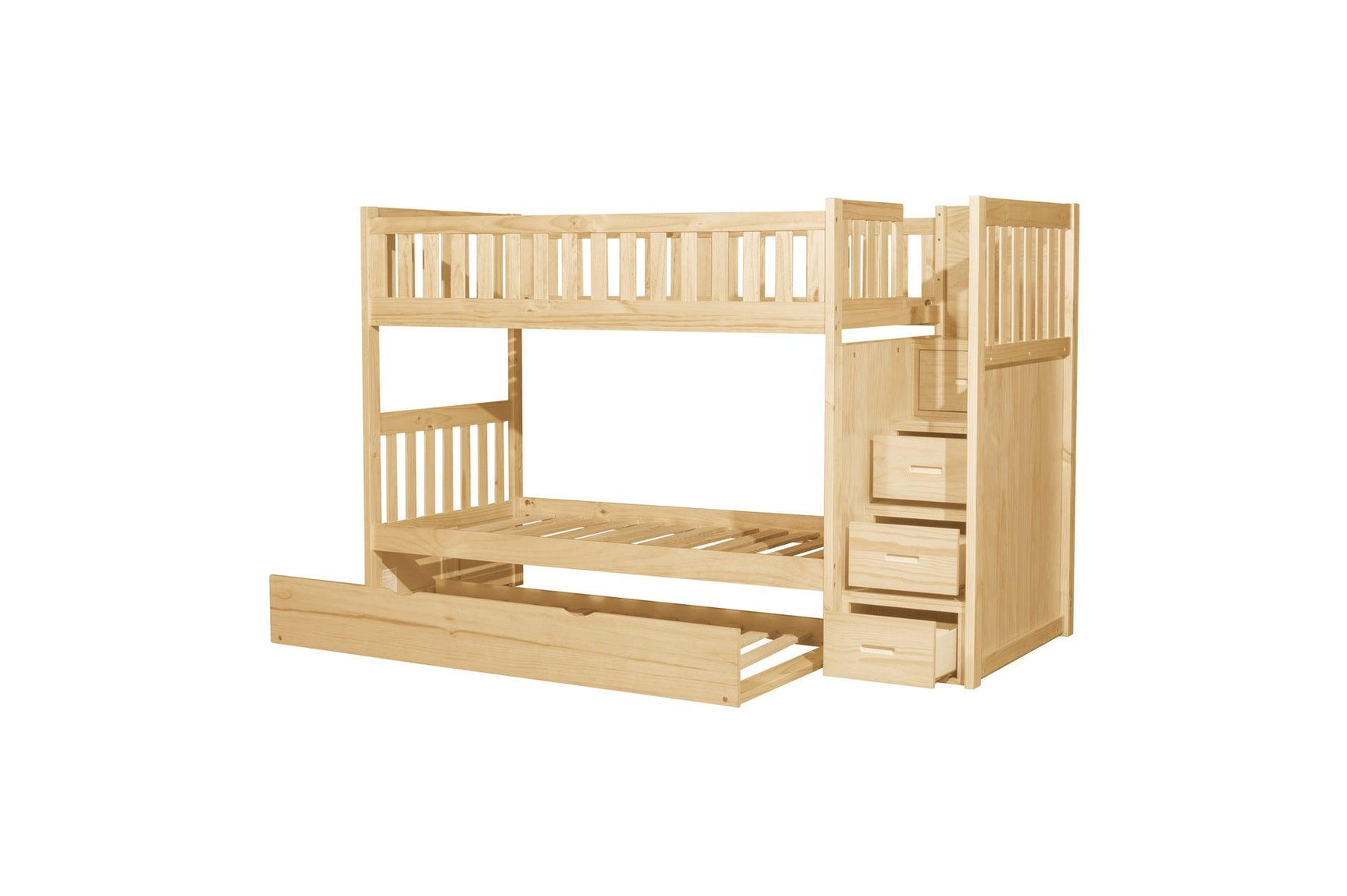 Bartly Natural Pine Modern Transitional Solid Wood Youth Bunk Bedroom Set With Storage - Ella Furniture