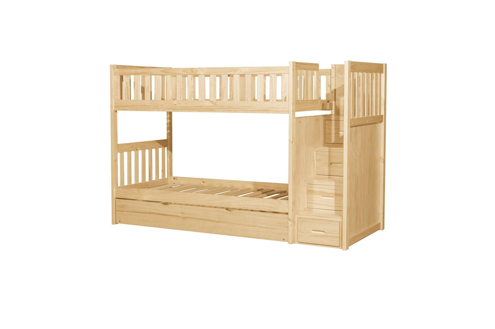 Bartly Natural Pine Modern Transitional Solid Wood Youth Bunk Bedroom Set With Storage - Ella Furniture