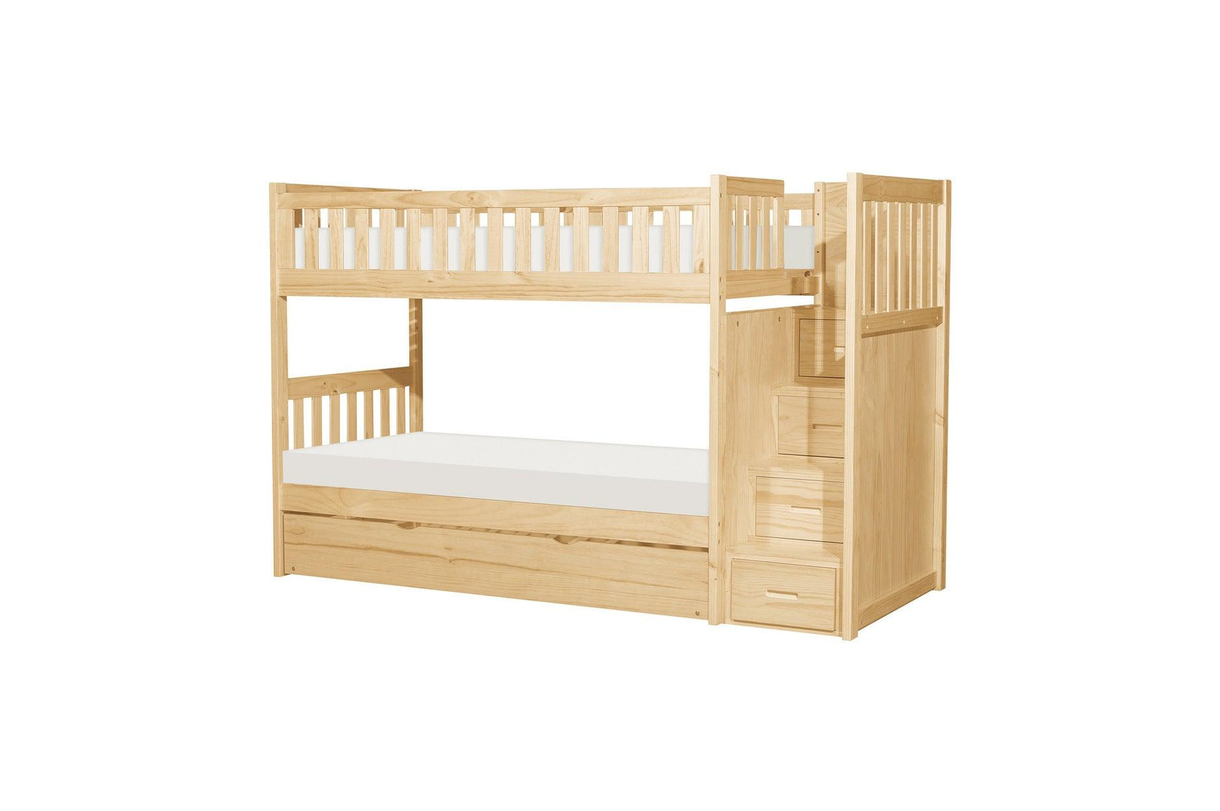 Bartly Natural Pine Modern Transitional Solid Wood Youth Bunk Bedroom Set With Storage - Ella Furniture