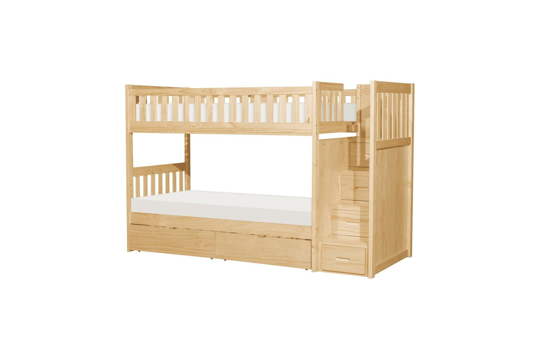 Bartly Natural Pine Modern Transitional Solid Wood Youth Bunk Bedroom Set With Storage - Ella Furniture